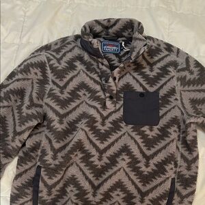 Faherty Charcoal Chevron Fleece